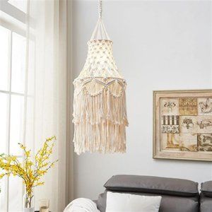 HANDMADE Macrame Bohemian Hanging Light Pendant Tasseled Chandelier